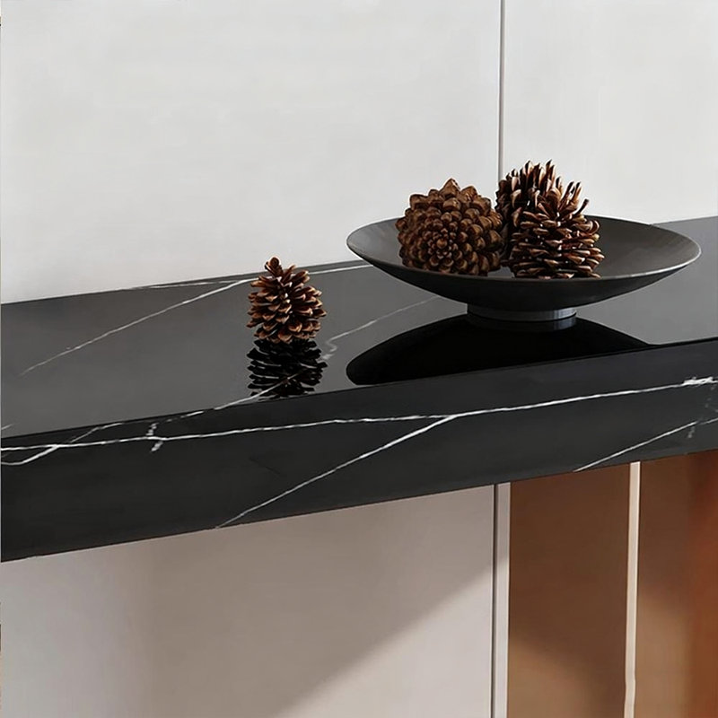 Console de style français en pierre frittée, H 33,4 po x l 70,8 po x P 13,7 po
