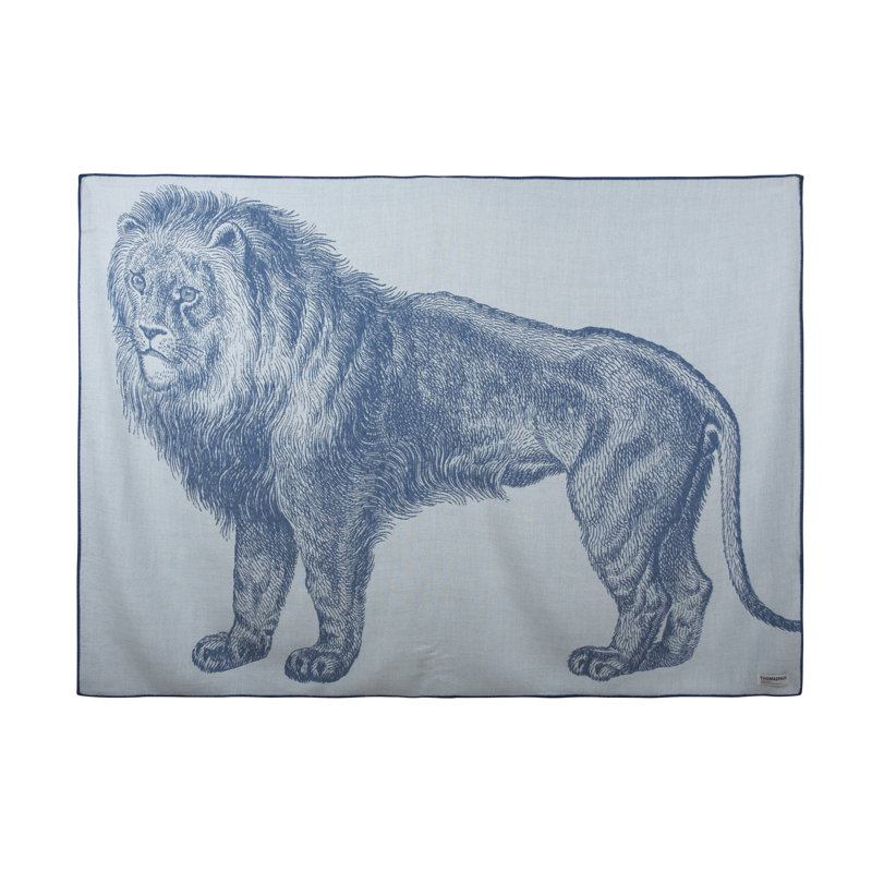 Jeté en laine lion, Bleu sarcelle
