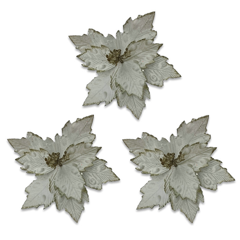 Piquet à poinsettia de 25 cm, Blanc