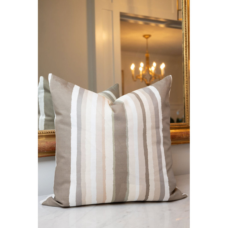 Brother Stripe Square Pillow Cover & Insert, 22"H x 22"W, Browns Striped