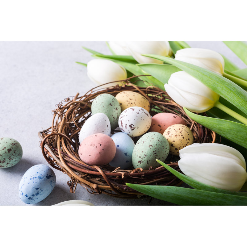 Beautiful White Tulips - Wrapped Canvas Print, 30cm H x 46cm W