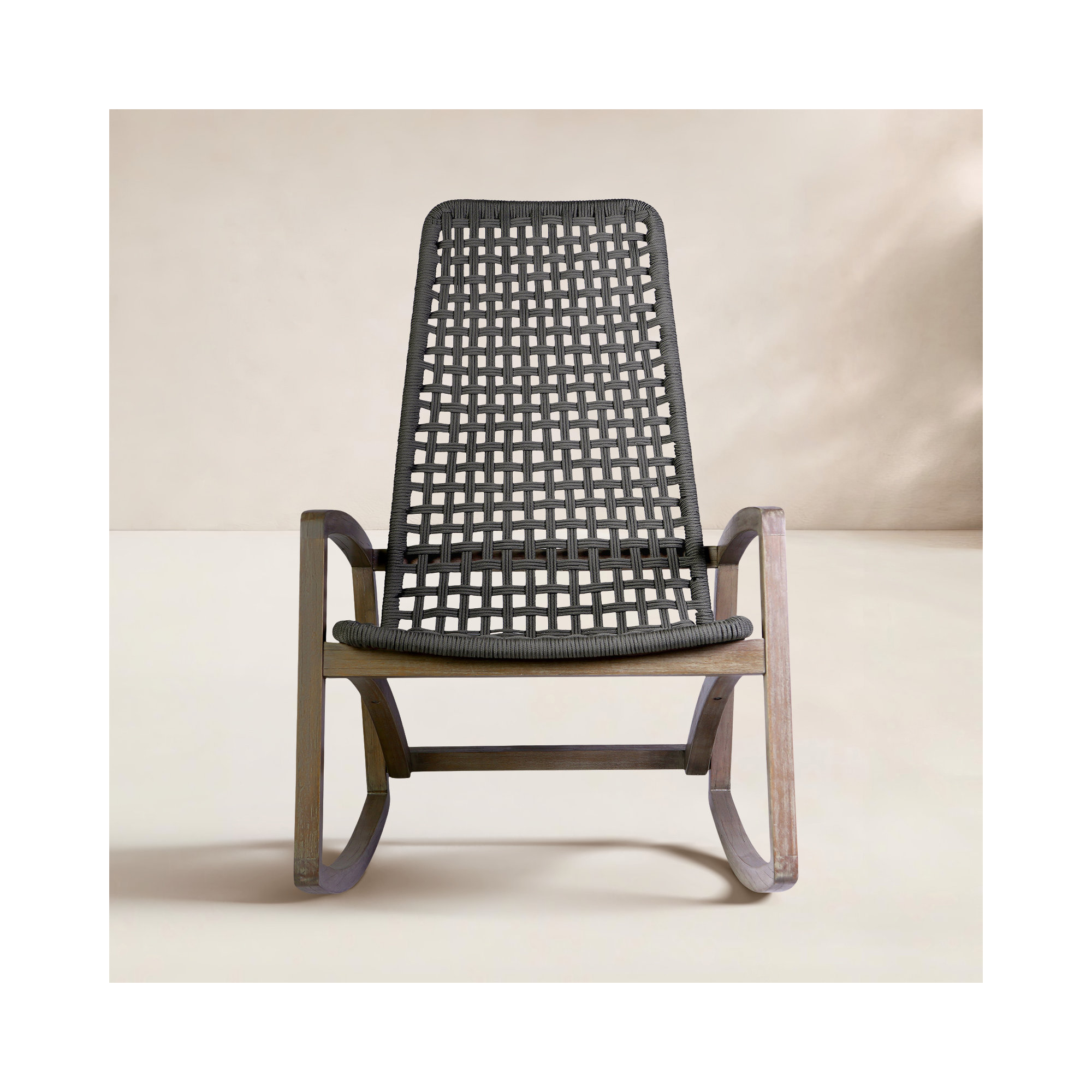 Amare Outdoor Rocking Solid Wood Chair, Black
