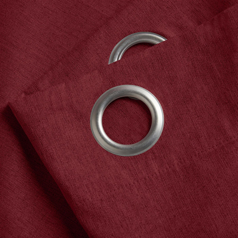 Bechard Blackout Linen Look Ring Top Curtains, 110cm Width x 183cm Drop, Red