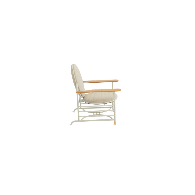 Frank Lloyd Wright Racine Lounge Chair, Linen Beige 100% Polyester, Warm White