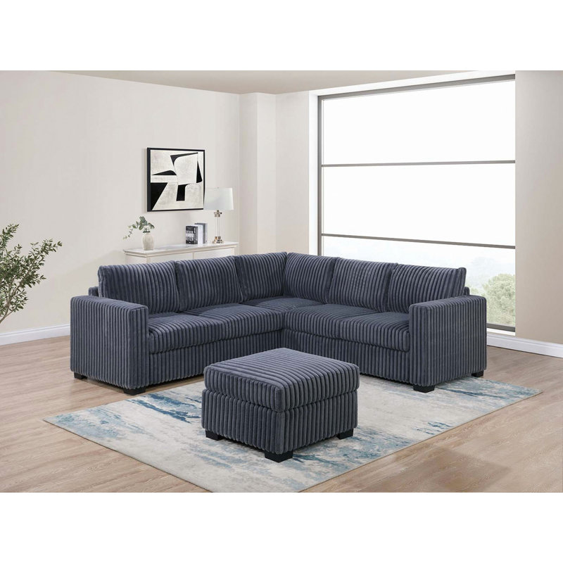 Magnifique ensemble modulaire de 4 pièces avec repose-pieds d'angle et repose-pieds en velours côtelé