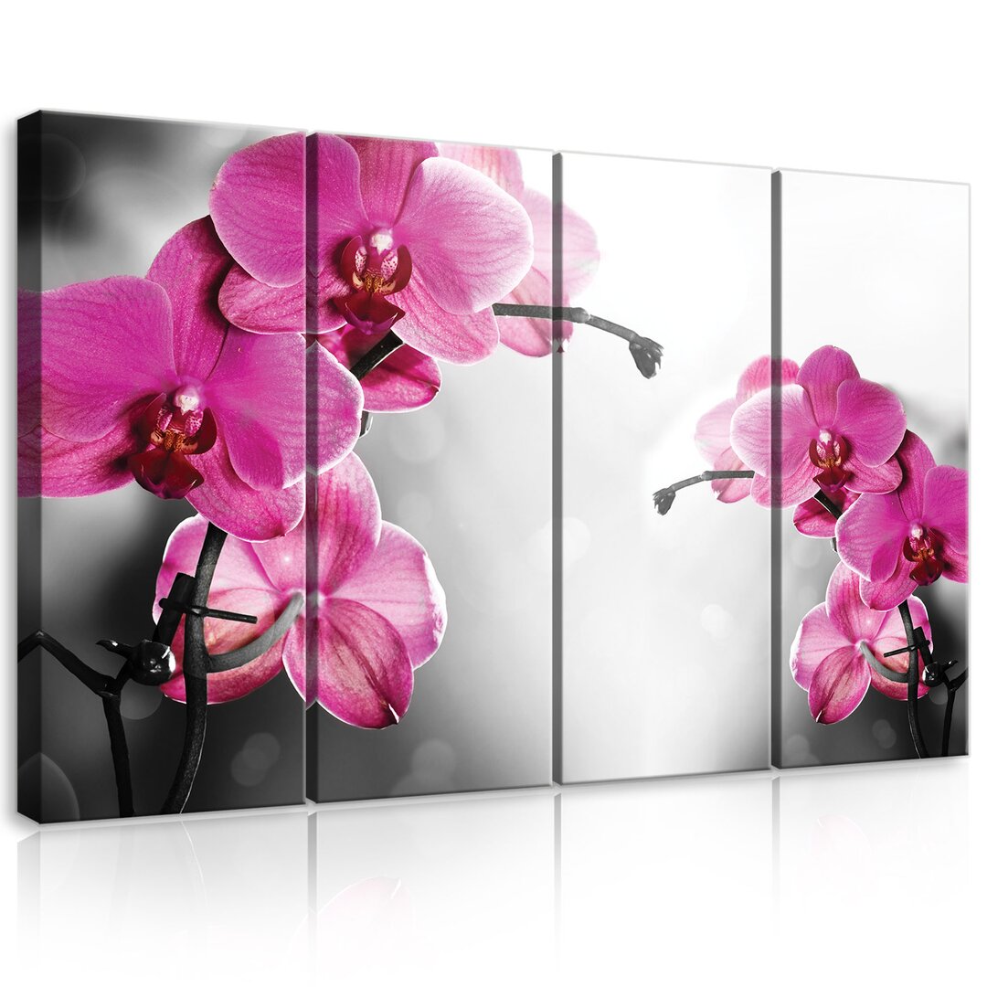 4-tlg. Leinwandbilder-Set Rosa Orchidee