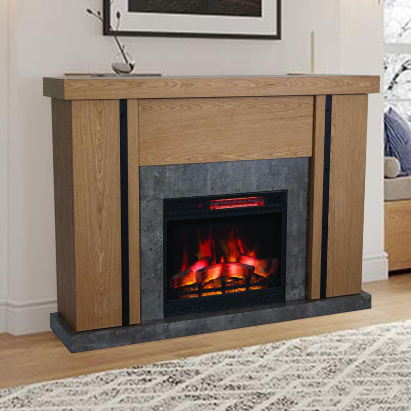 Country Living Graham 55 Inch Mantel Package 23 Inch Smart Electric Fireplace Insert Heater W/Remote