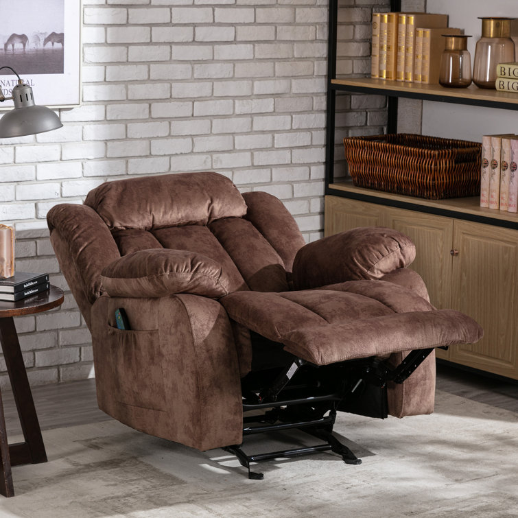 39'' Wide Swing Manual Recliner with Massager and Heat Latitude Run Body Fabric: Camel