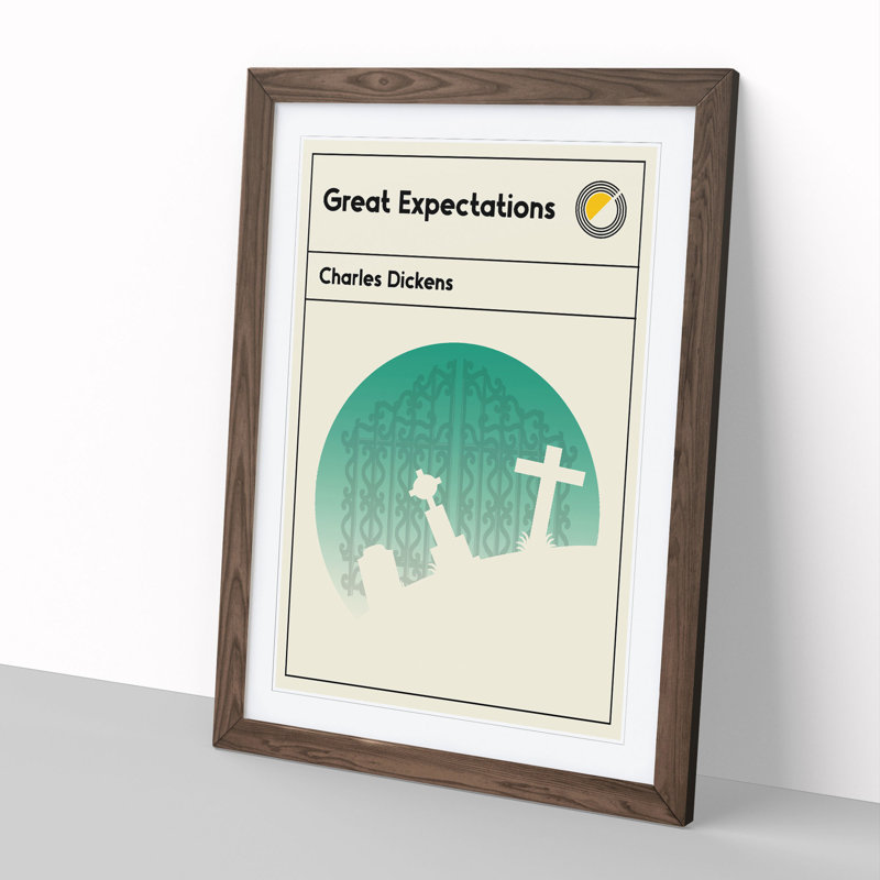 Book Cover Great Expectations Charles Dickens - Picture Frame Graphic Art, Walnut, 36cm H x 27cm W x 2cm D
