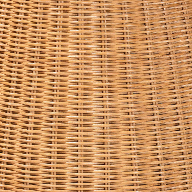 Bethyl Bali & Pari Nina Bohemian Light Honey Braided Rattan End Table With Glass Tabletop