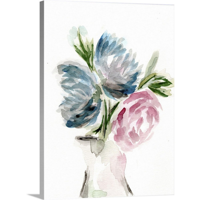 "Floral vase I" par Marcy Chapman, reproduction d’art sur toile, H 24 po x l 18 po x 1,25 po, Toile tendue