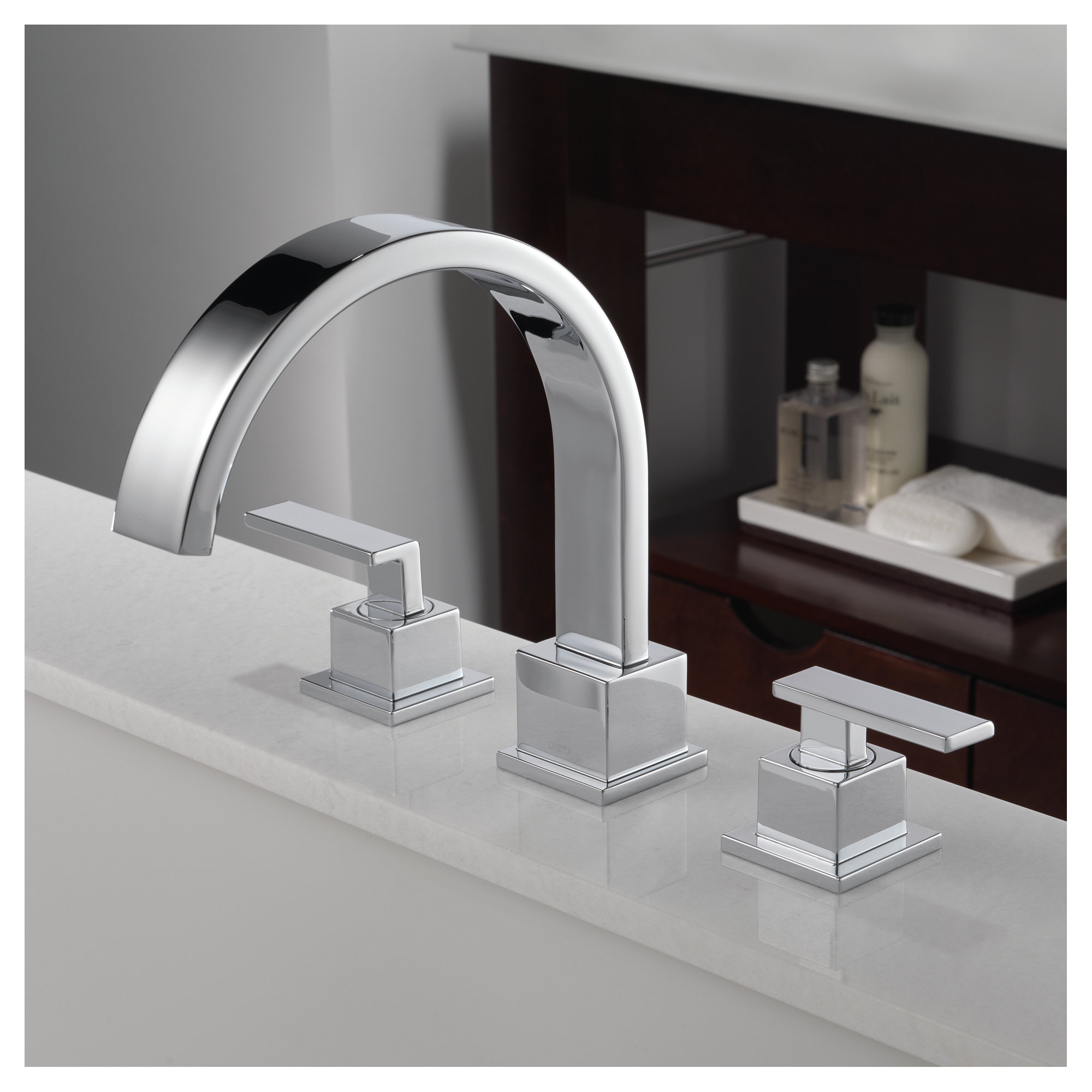Vero Double Handle Deck Mounted Roman Tub Faucet Trim, Chrome