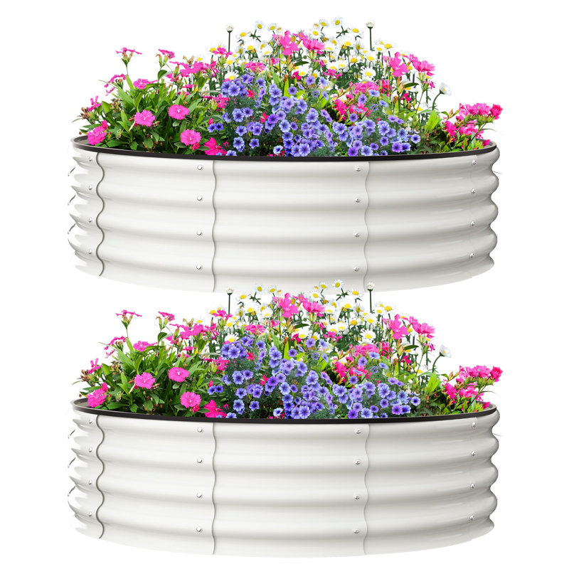 Metal Raised Garden Bed, 30cm H x 120cm W x 120cm D, White