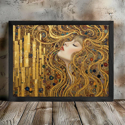 Art mural encadré noir avec art abstrait de style bohémien Gustav Klimt