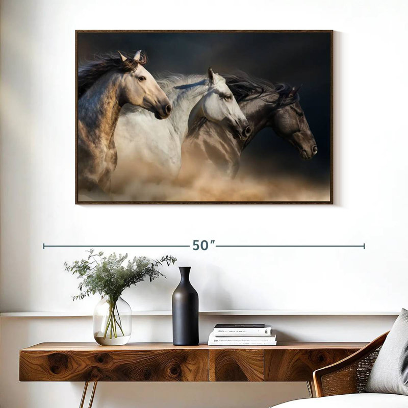 Chevaux magnifiques, Cadre flottant noyer, 40 po x 27 po