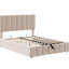 Lit rembourré beige avec rangement hydraulique robuste - Conception confortable