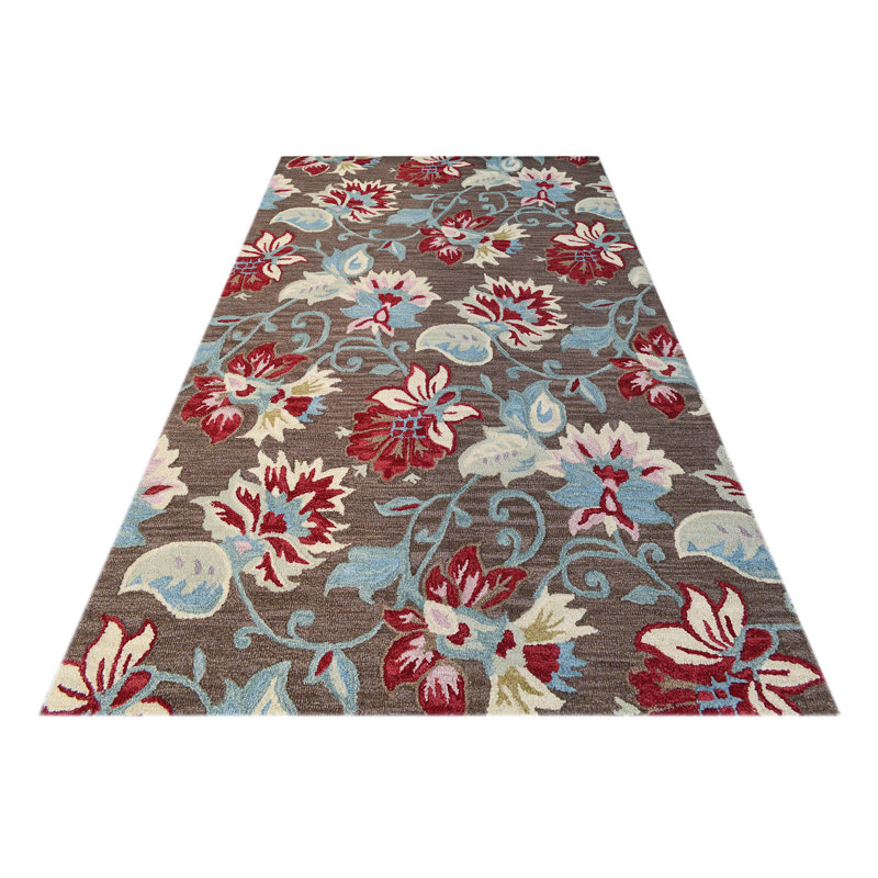 Flowers Floral Wool Hand Woven Area Rug, Rectangle 122 x 183cm