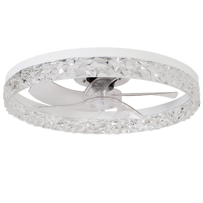 Ventilateur de plafond intérieur encastré avec lumière DEL et télécommande, Blanc