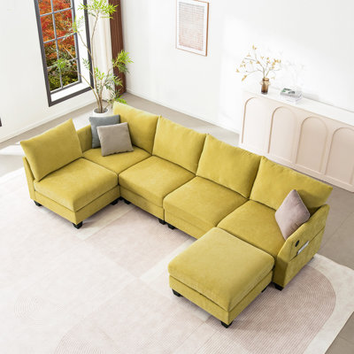 Canapé modulaire de 124 po avec repose-pieds