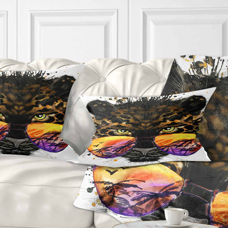 Coussin lombaire à l’animal, jaguar et verres