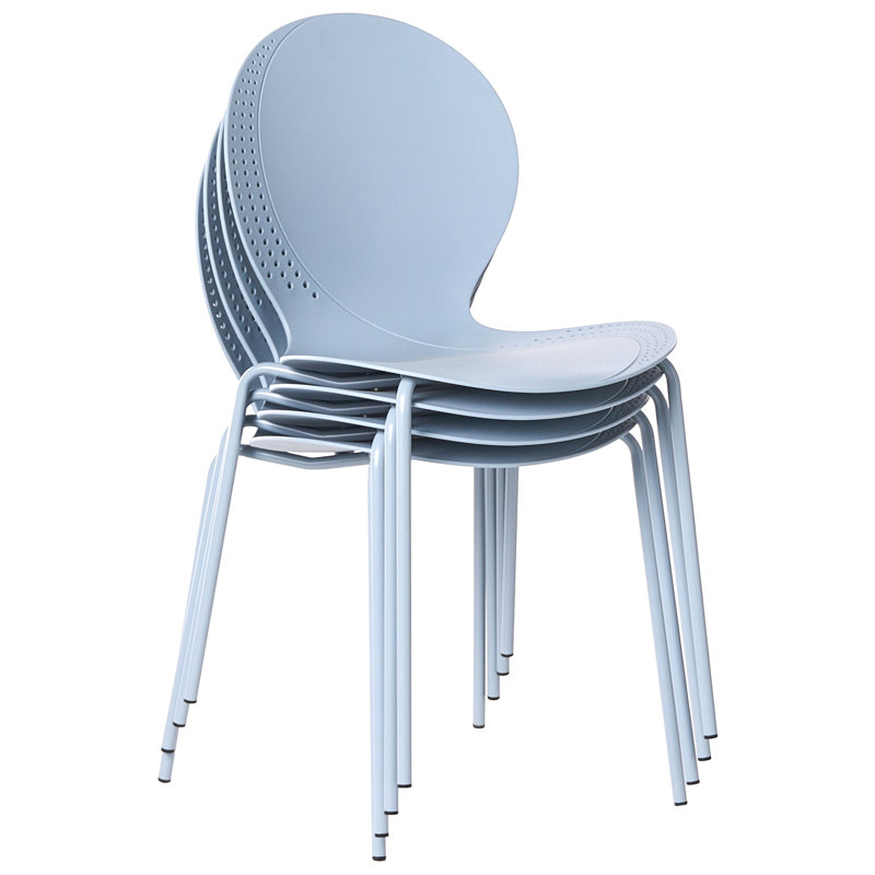 Stacking Patio Dining Side Chair, Blue