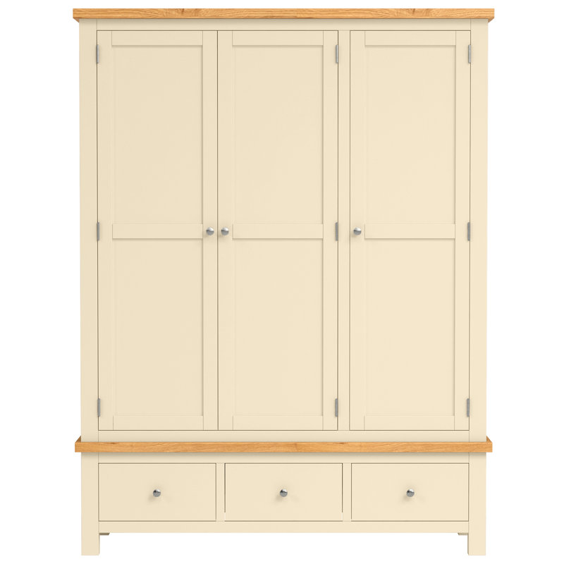 Clower 3 Door Solid Wood Wardrobe