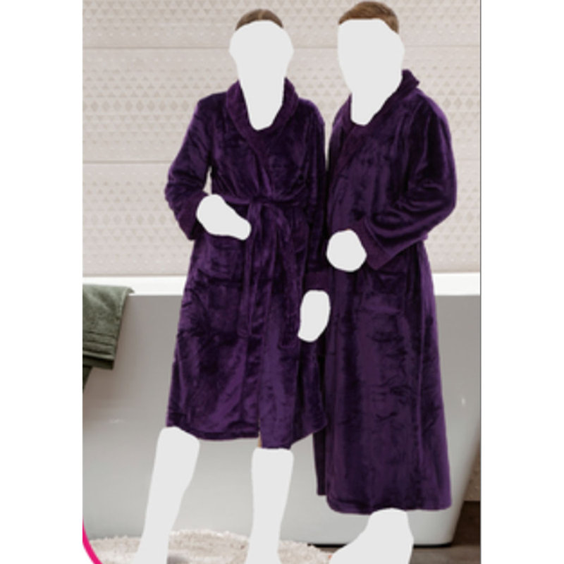 Peignoir en molleton avec poches et capuche, M, Mauve