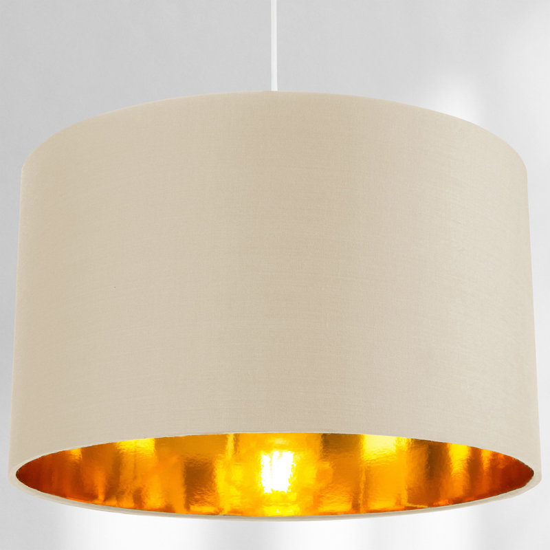 Contemporary Cotton Lamp/Light Shade with Shiny Paper Inner, 22cm H x 35cm W x 35cm D, Cream