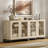 2 In 1 Multifunctional Sideboard Buffet Cabinets With 4 Glass Doors, Modern Sideboard Credenza With Adjustable Shelf And Metal Base, Coffee Bar Cabinet Storage Cabinet For Living Room, Kitchen-1606578626