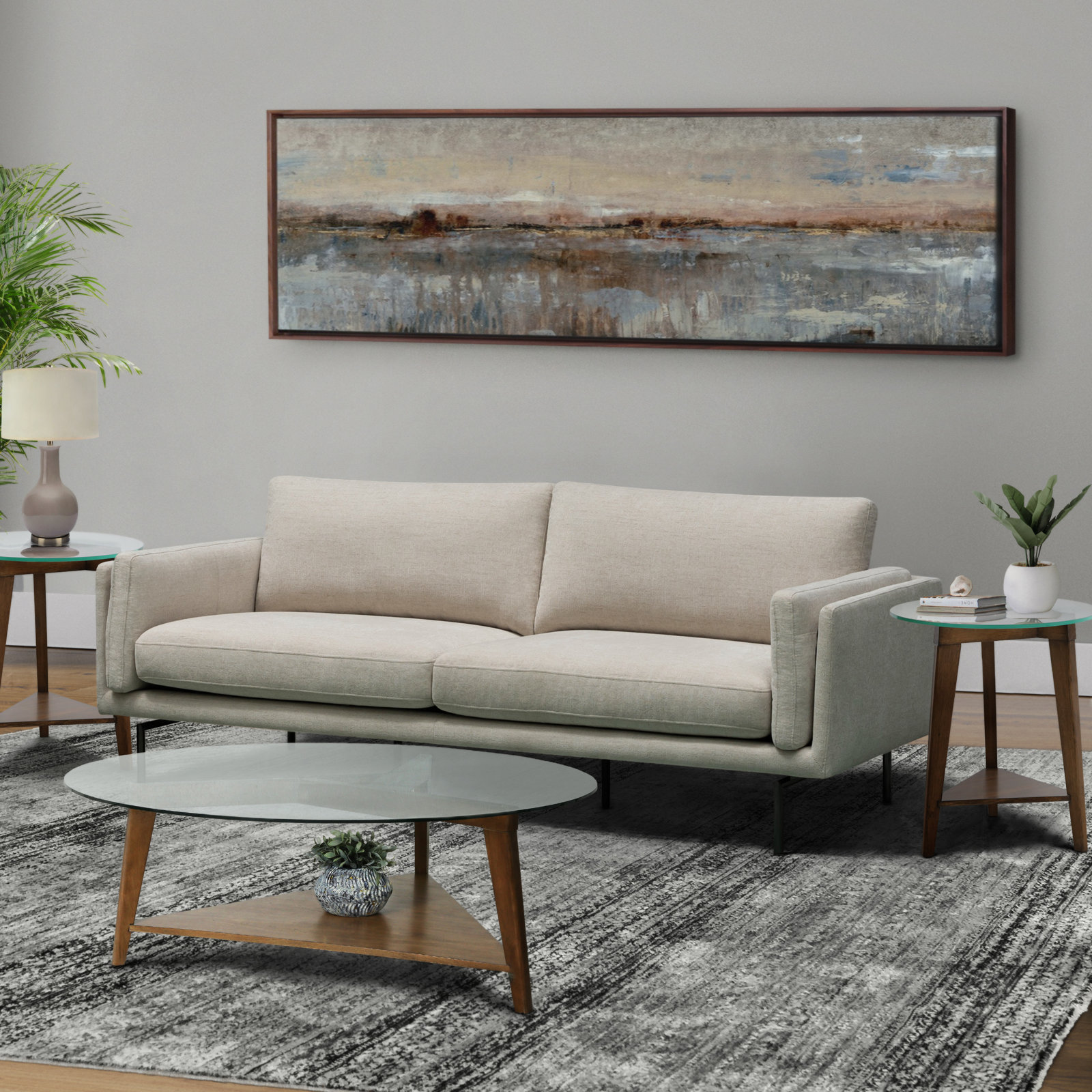 Elenora 115'' Upholstered Sofa, Beige Performance