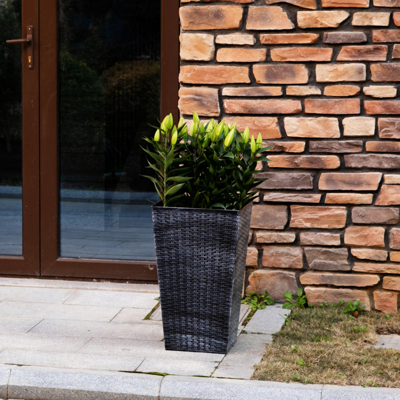 Outsunny Set Of 3 Tall Planters With Drainage Hole, Gray