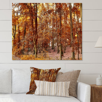 Forêt d'automne dorée - œuvre d'art traditionnelle sur toile