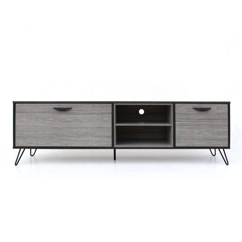 Meuble télé Alfie, 2 tablettes, gris 71 po