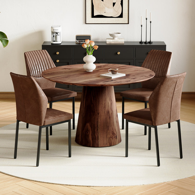 Ensemble table et chaises rondes de 114 cm (45 po) avec 4 chaises rembourrées, style moderne pour cuisine et salle à manger