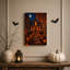 «Glowing House» avec citrouilles et lune, art mural sur toile-1277674353