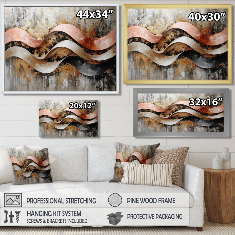 Nwamaka - Abstract Wall Art, H 30 po x l 40 po, Brun, Impression encadrée flottante