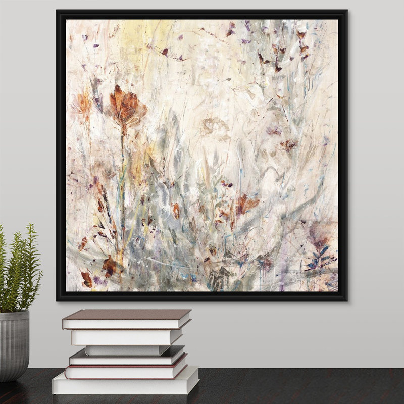 « natural luxe », peinture sur toile, Cadre flottant noir, H 17,7 po x l 17,7 po x p 1,75 po