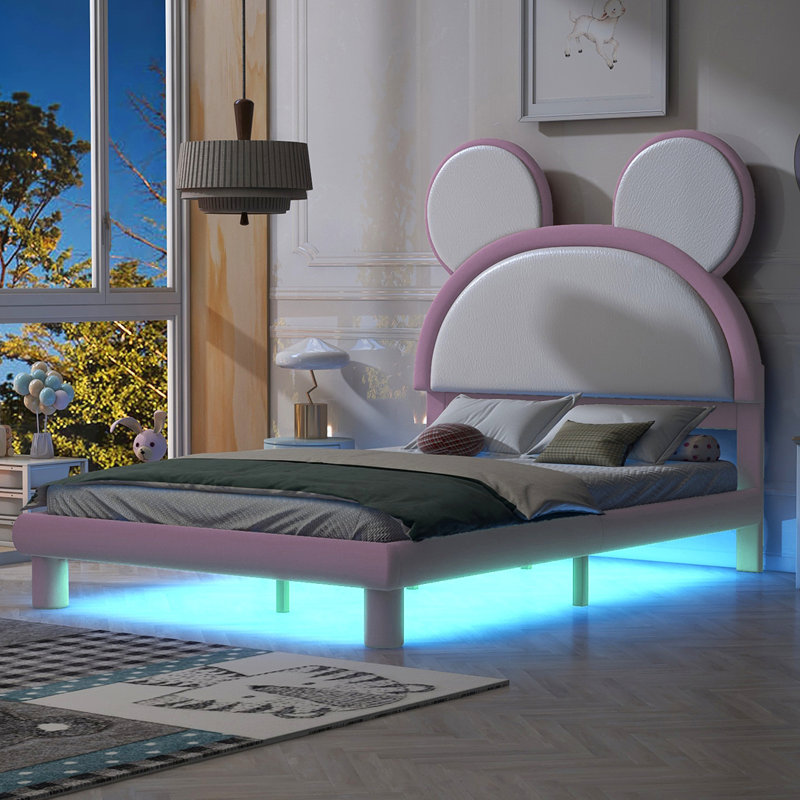 Lit plateforme tapissier Aaleahya, Double