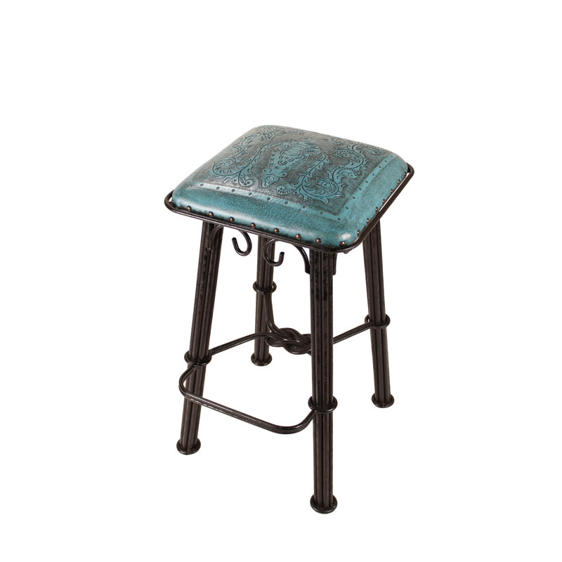 Tabouret en fer massif Keny (30 po), Bleu sarcelle