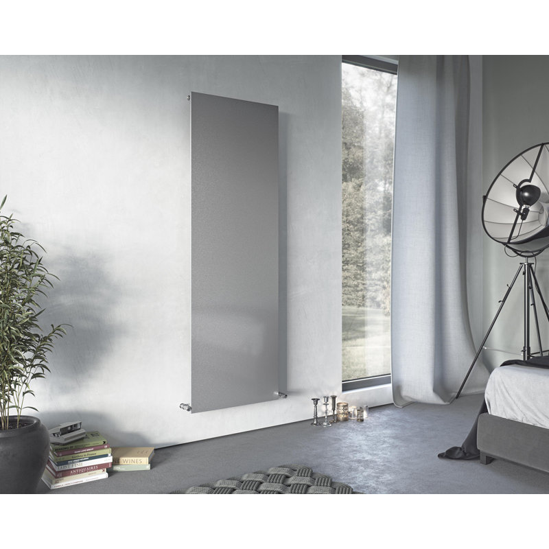 Andrew Vertical Designer Radiator, 120cm H x 45cm W x 7.4cm D, Silver