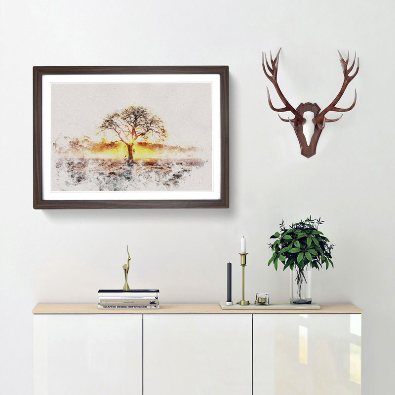 Sunlight Through the Oak Tree - Picture Frame Graphic Art Print, Walnut Framed, 45cm H x 63cm W x 2cm D