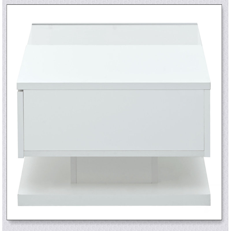 Table basse, table basse haut de gamme en bois massif avec tablette de rangement et plateau de table ouvert