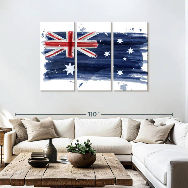 Borges Painted Australian Flag, 48" H x 74" W