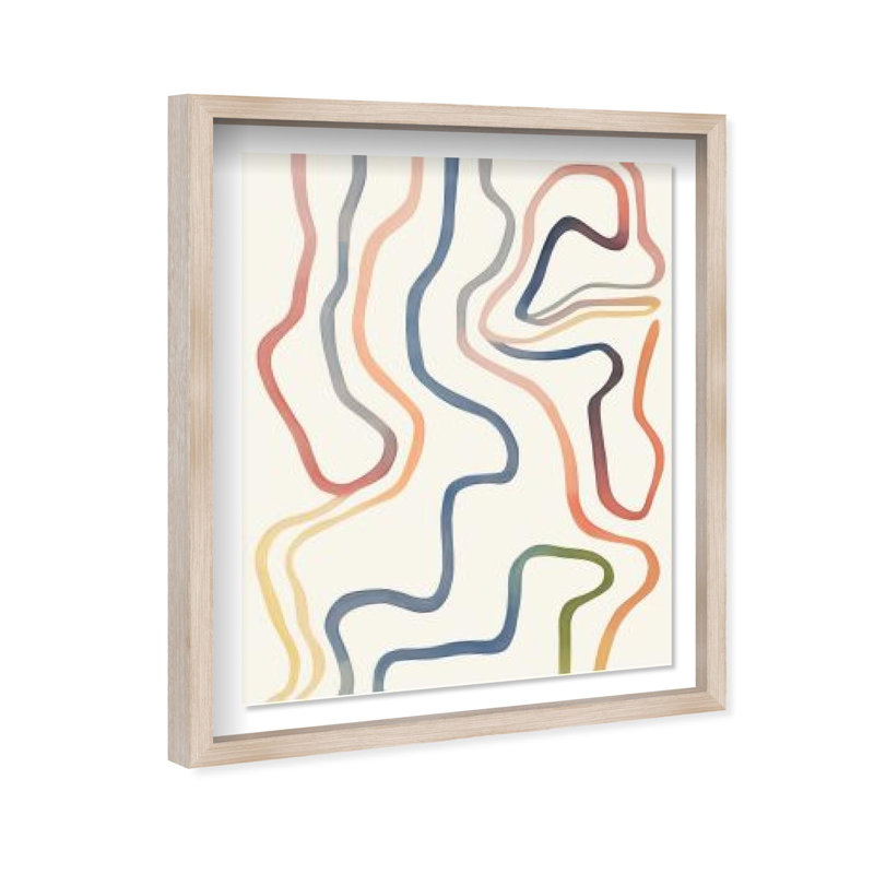Oliver Gal Junctions of Color II Abstract - Luxury Shadowbox Framed Wall Art, Cream, 32" H x 26" W