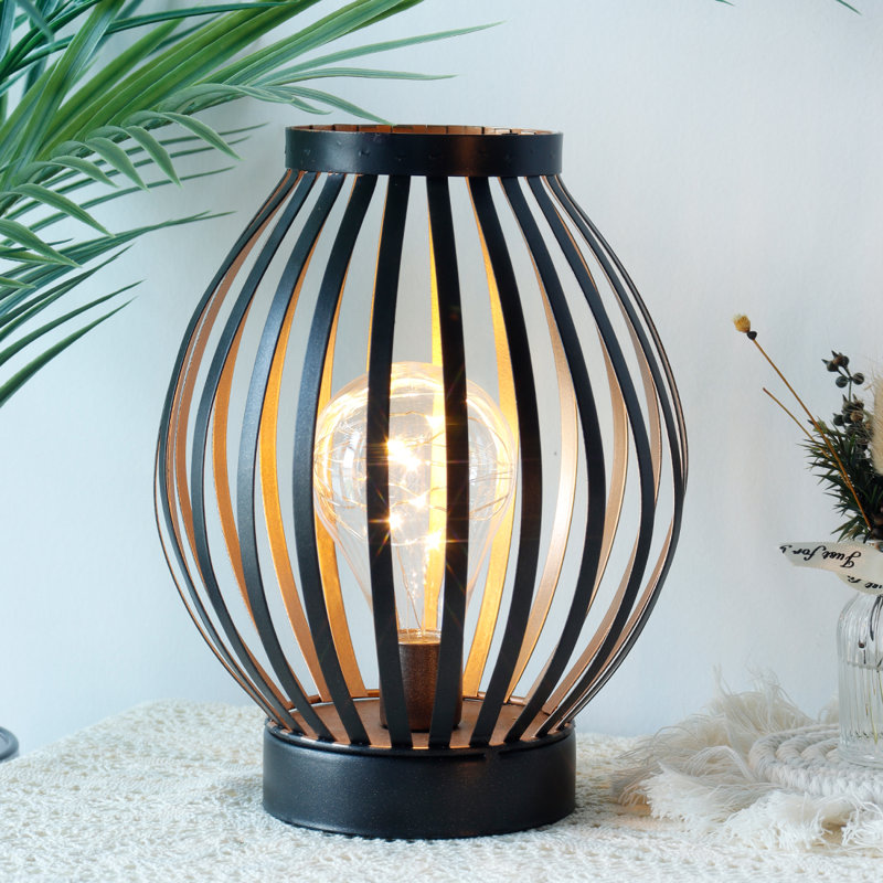 8.3" Black cordless Bedside Table Lamp battery operated 