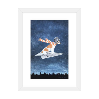 Jack Russell sur un avion en papier par Coco De Paris - impression d'art graphique