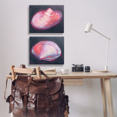 Pink Clam Shells  2 PC Canvas Wall Art Set by Grace Popp -  Rosecliff Heights, 80E22F8A0E9C447584F20A777DE3F97E