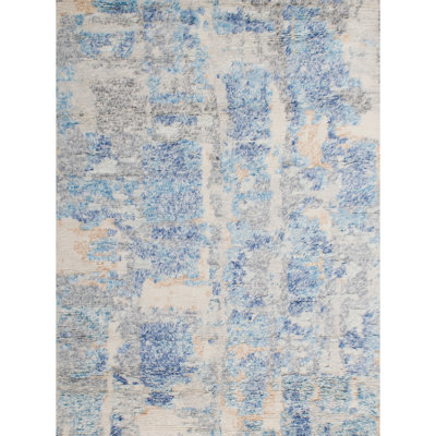 0ZARTZN33GYBL Wool Abstract Area Rug in Blue