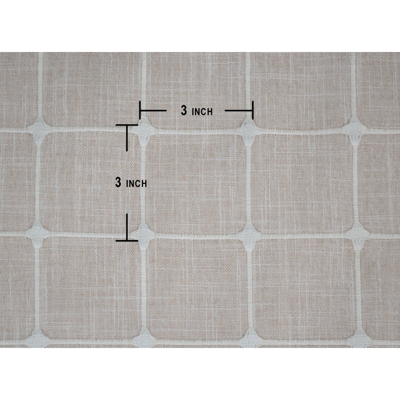 2 panneaux de cantonnières brodées à carreaux de 16 pouces, Beige
