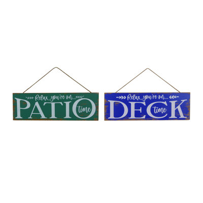  Wood Rustic Deck/Patio Hanging Decor Set of 2 Spring Home Decorations